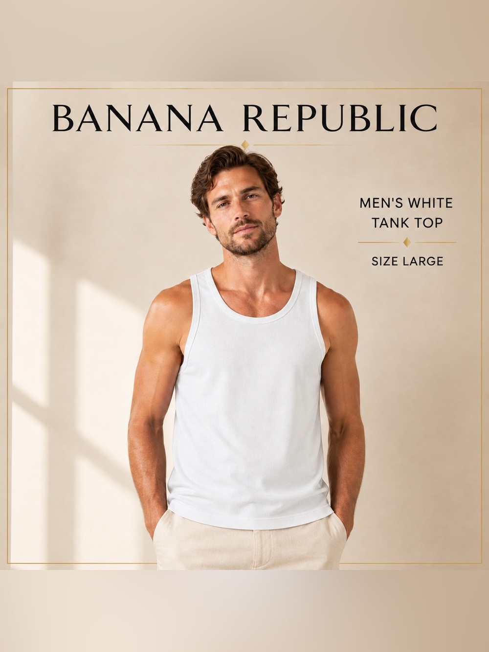Banana Republic White Men's Tank Top - Large